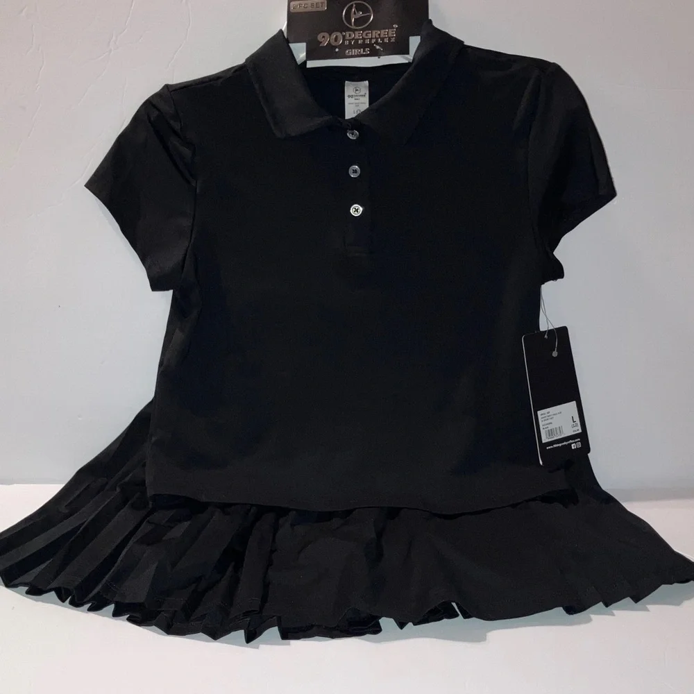 90 Degree By Reflex Black Polo and Skort Set Athletic Girls Size 12